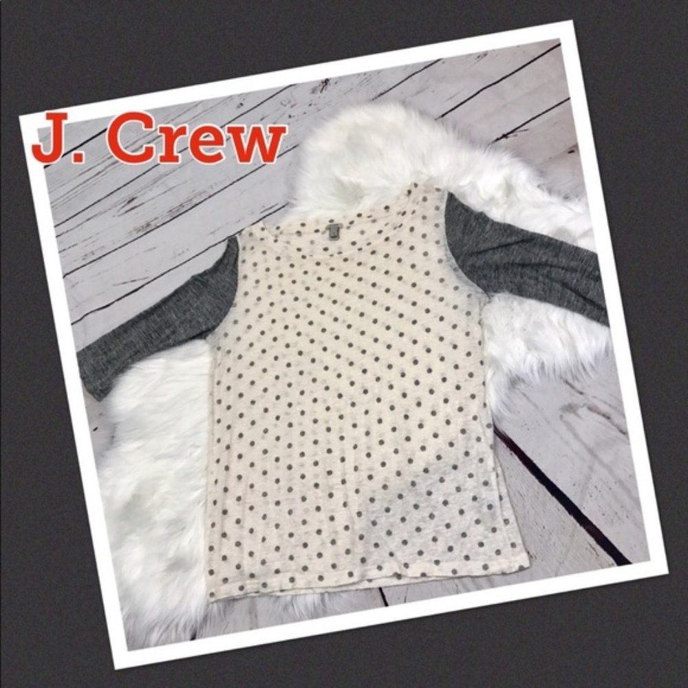 J. Crew Gray/white Small Polka Dot Baseball Tee